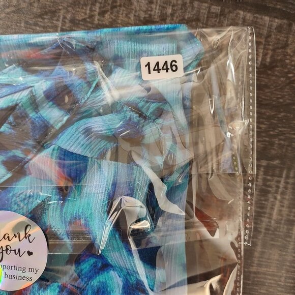 Christopher & Banks Womens Top Large Blue Ombre Animal Print Blouse Sheer Vibe - Picture 8 of 8